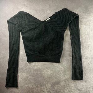 Helmut Lang Off-Shoulder Ribbed Knit Sweater Women’s L Size